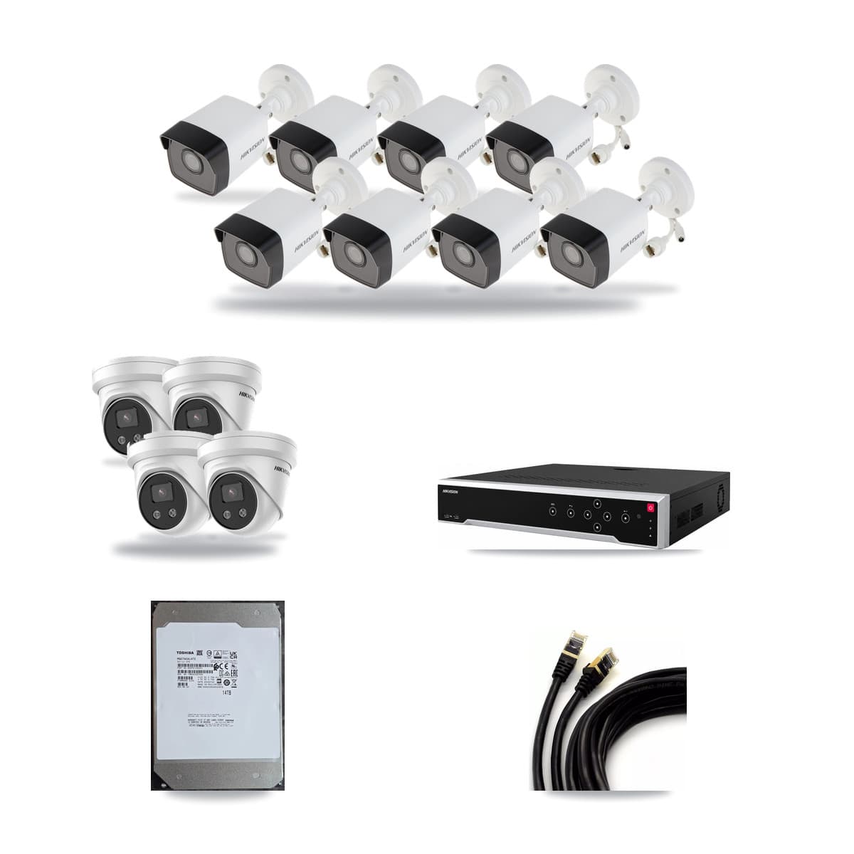 Hikvision 32-Channel 5MP CCTV Kit — 8 Bullet + 4 Turret Cameras + 14TB Recording - Image 1