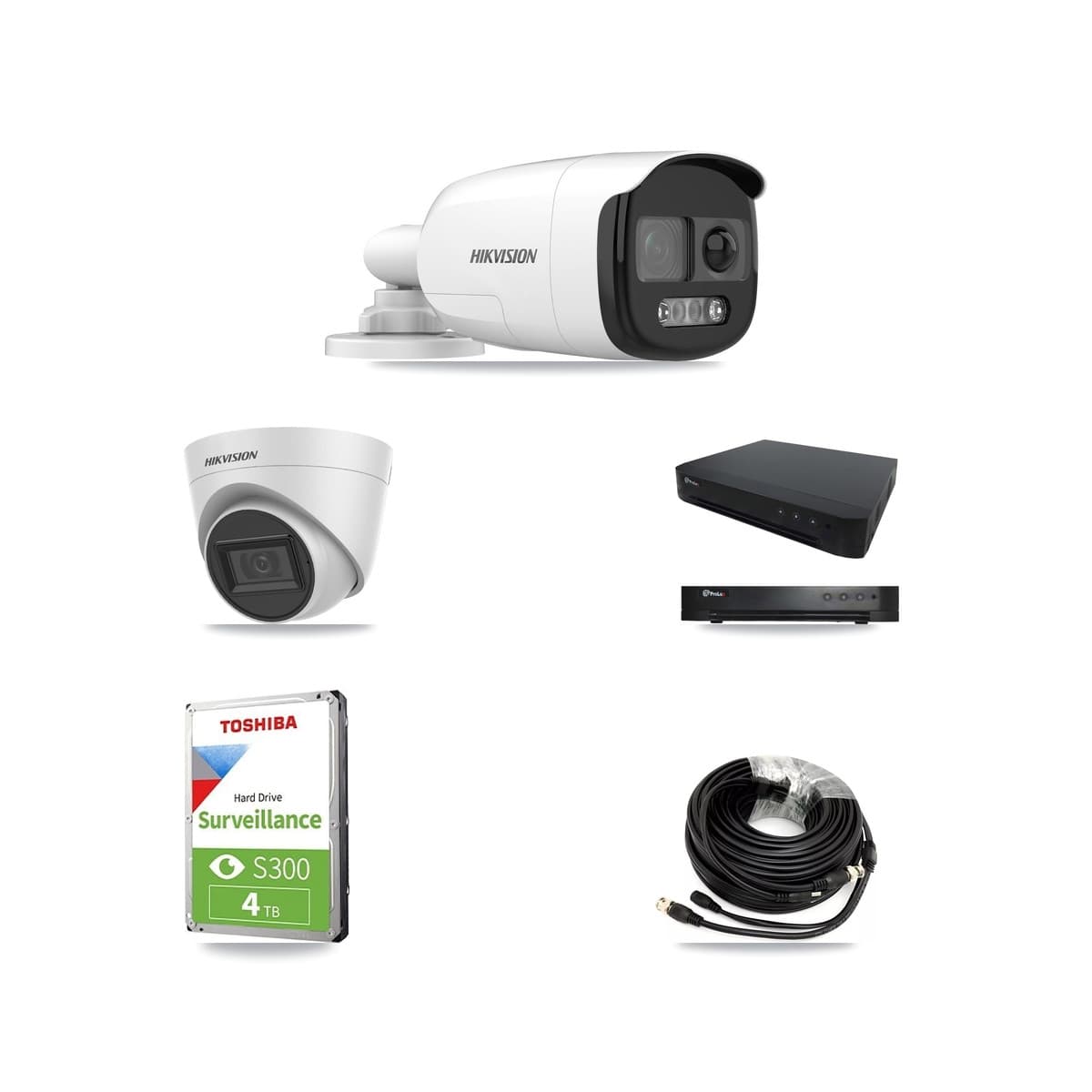 Hikvision & Prolux 16-Channel 5MP CCTV Kit — 2 Bullet + 1 Turret Cameras + 4TB Recording