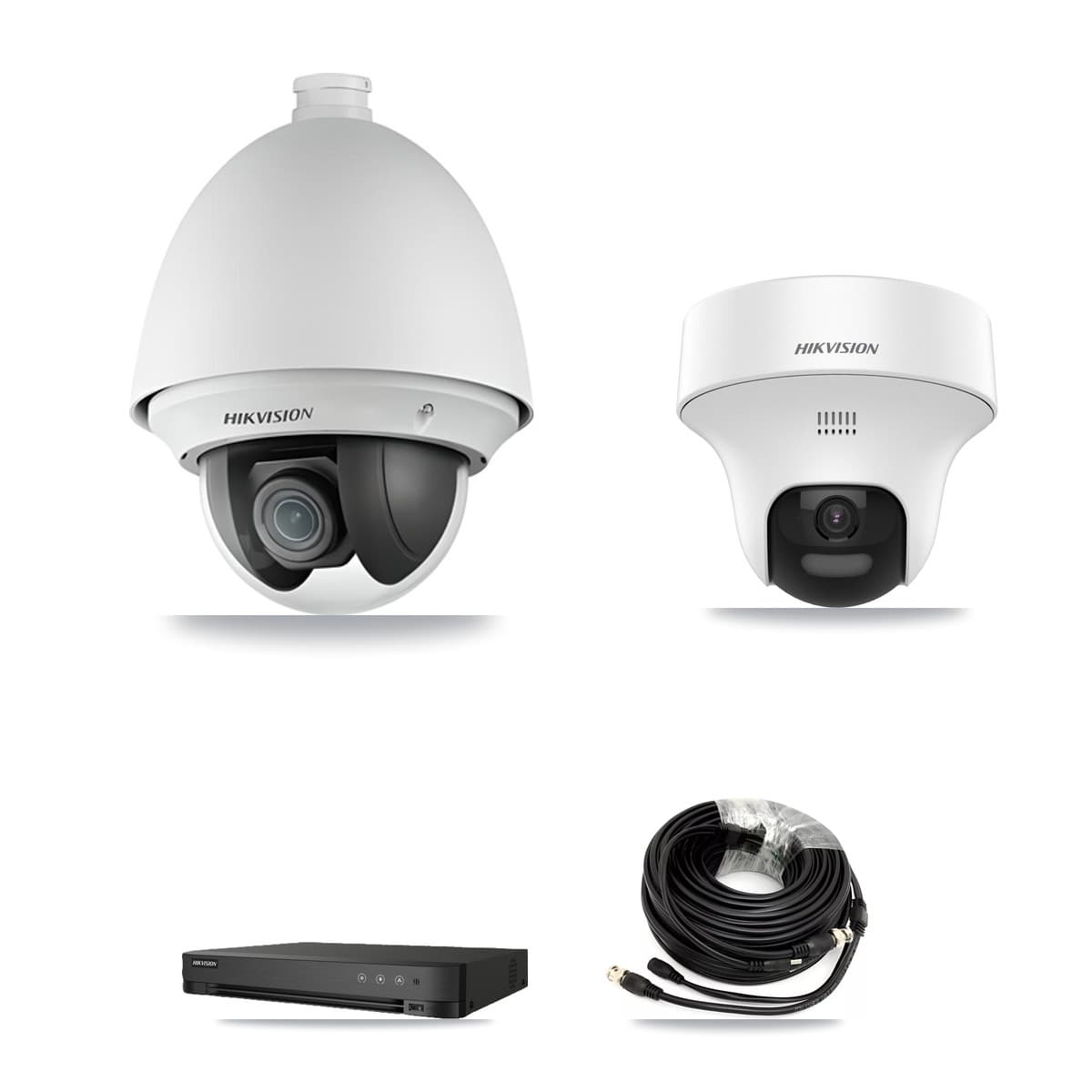 Hikvision 8-Channel 2MP – 5MP CCTV Kit — 1 DS-2AE4225T 2MP PTZ + 1 DS-2CE70K0T 5MP Turret Cameras + 2TB Recording (IDS-7208HQHI Recorder)