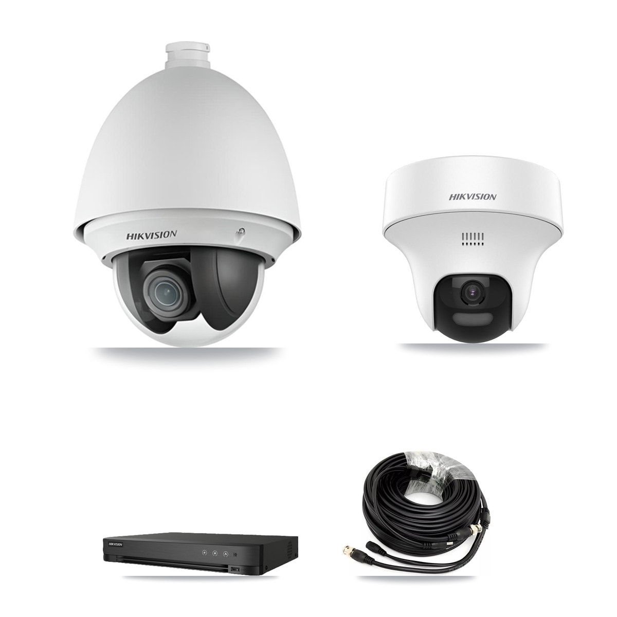 Hikvision 8-Channel 2MP – 5MP CCTV Kit — 1 DS-2AE4225T 2MP PTZ + 1 DS-2CE70K0T 5MP Turret Cameras + 2TB Recording (IDS-7208HQHI Recorder) - Image 1