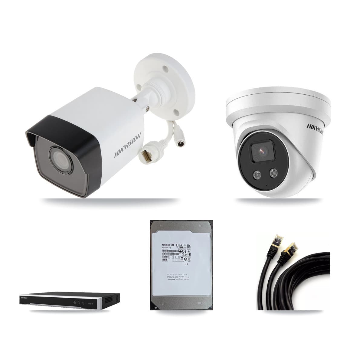 Hikvision 16-Channel 5MP CCTV Kit — 6 DS-2CD1053G0 Bullet + 3 DS-2CD3356G2 Turret Cameras + 14TB Recording