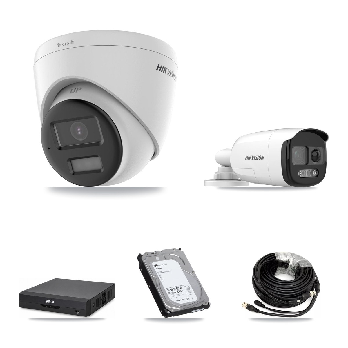 Hikvision & Dahua 4-Channel 5MP – 4K CCTV Kit — 1 5MP Bullet + 3 4K Turret Cameras + 6TB Recording - Image 1