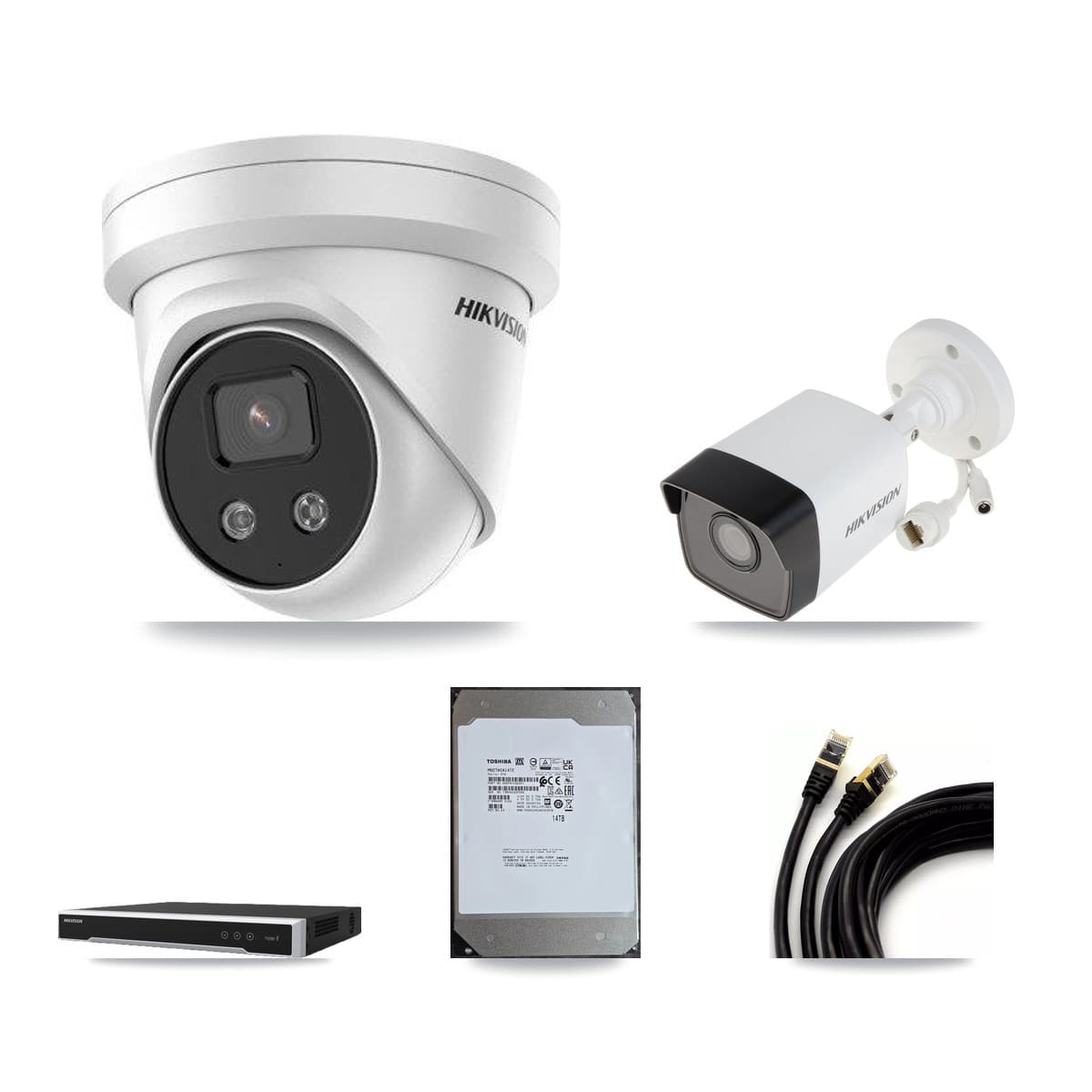 Hikvision 16-Channel 5MP CCTV Kit — 5 Bullet + 11 Turret Cameras + 14TB Recording (DS-7616NI-M2 Recorder)