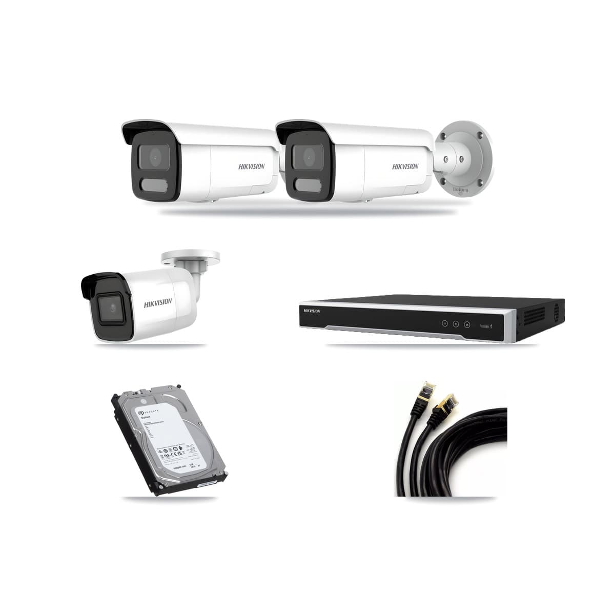 Hikvision 8-Channel 4MP – 4K CCTV Kit — 1 4K + 2 4MP Bullet Cameras + 6TB Recording (DS-7608NI-M2 Recorder) - Image 1
