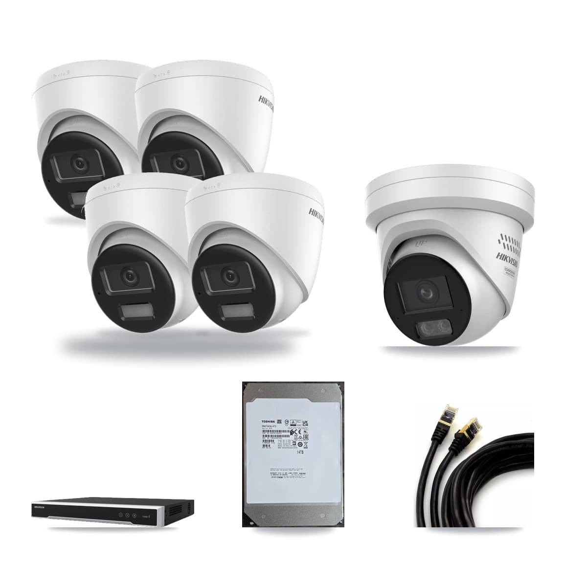 Hikvision 8-Channel 4MP – 4K CCTV Kit — 4 4K + 1 4MP Turret Cameras + 14TB Recording - Image 1