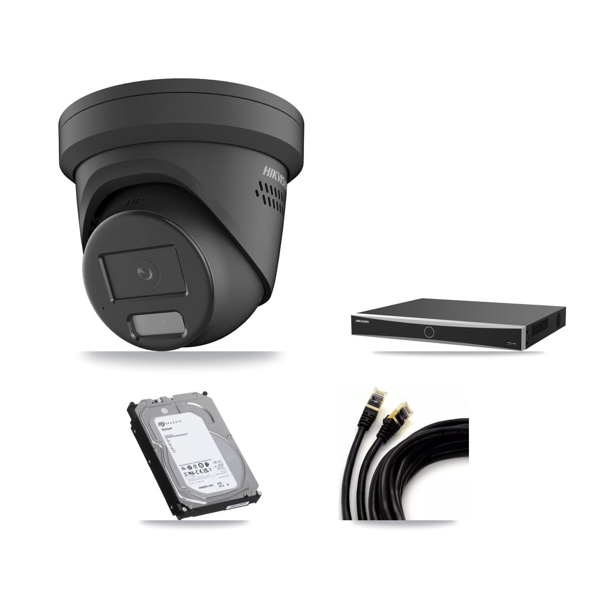 Hikvision 16-Channel 4MP CCTV Kit — 4 Black Turret Cameras + 6TB Recording