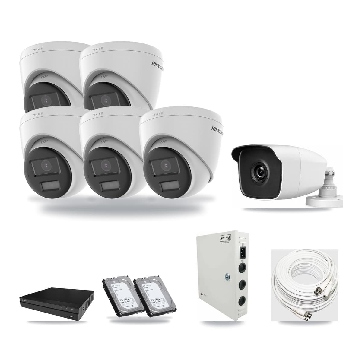 8-Channel 3MP – 4K CCTV Kit — 5 4K Turret + 1 3MP Bullet Cameras + 2× 6TB Recording - Image 1