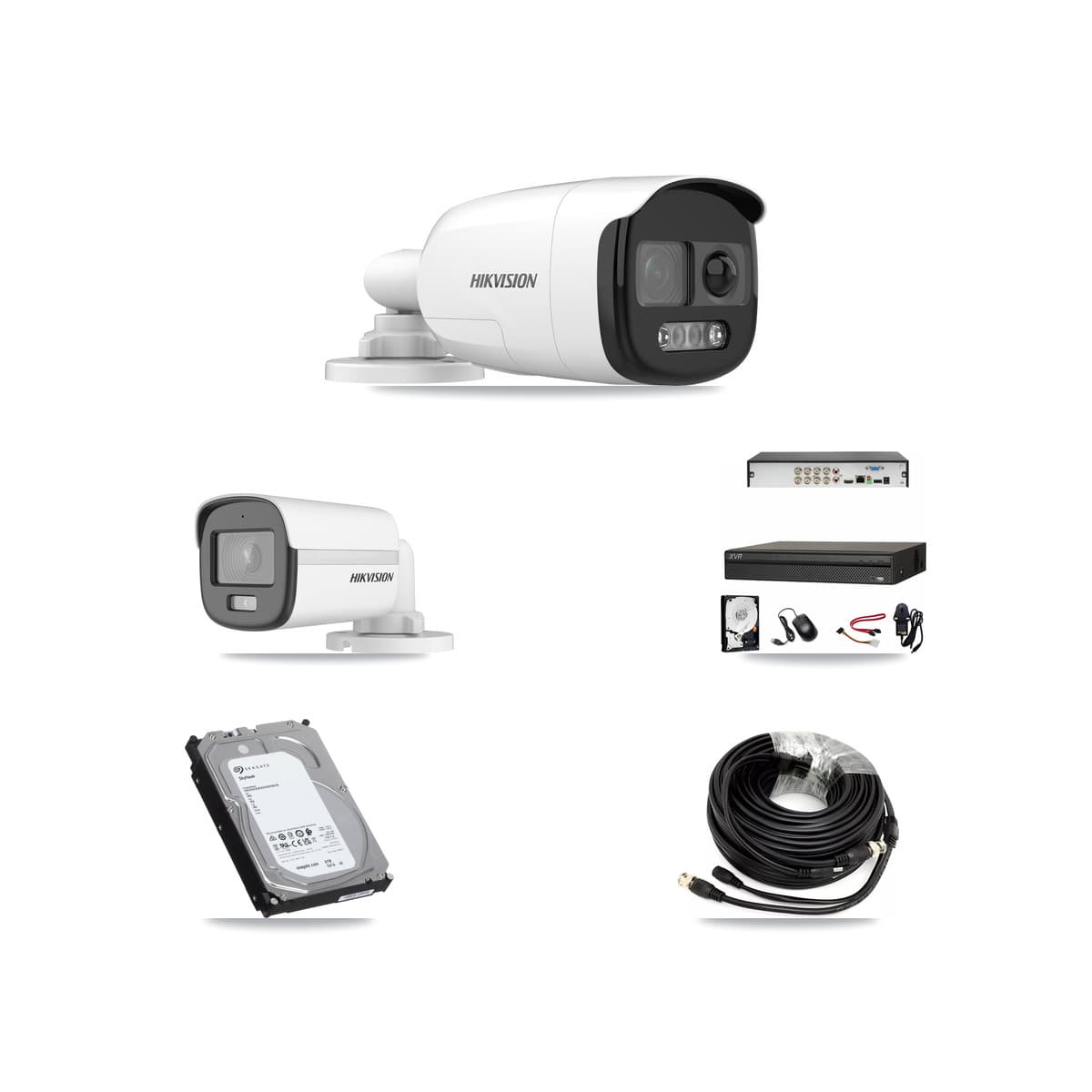 Hikvision & Dahua 8-Channel 5MP CCTV Kit — 1 DS-2CE12KF0T + 4 DS-2CE12KF3T Bullet Cameras + 6TB Recording (XVR-3108AD Recorder)