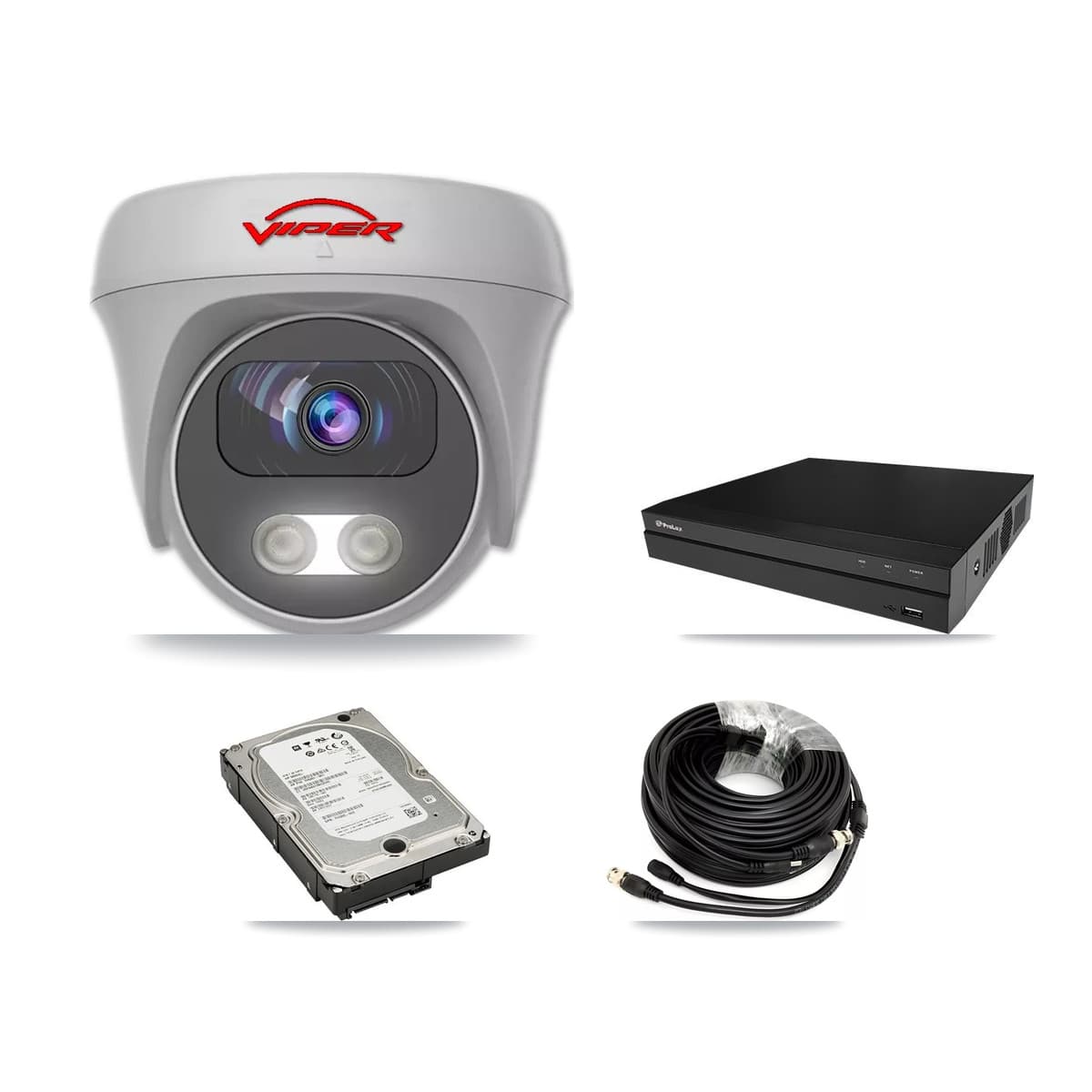 Viper & Prolux 8-Channel 5MP CCTV Kit — 4 White Cameras + 5TB Recording (PXD-5208AN Recorder)