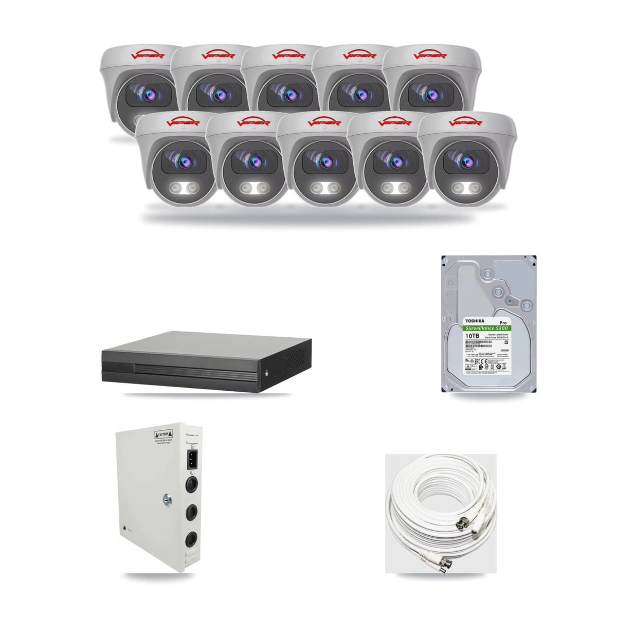 16-Channel 5MP CCTV Kit — 10 Viper Cameras + 10TB Recording - Image 1