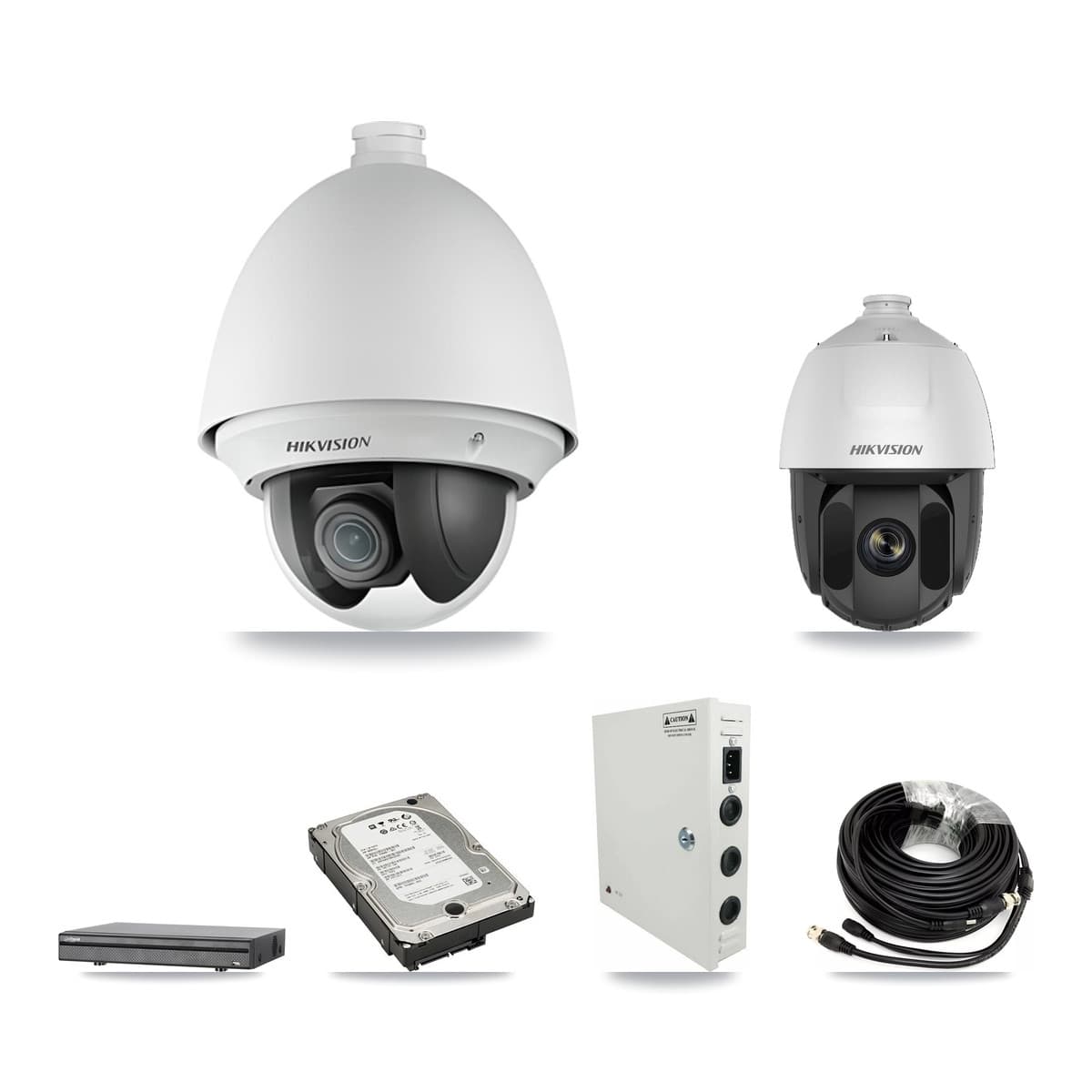 Hikvision & Dahua 8-Channel 2MP CCTV Kit — 7 DS-2AE4225T + 1 DS-2AE5225TI PTZ Cameras + 5TB Recording (DH-XVR5108H Recorder)