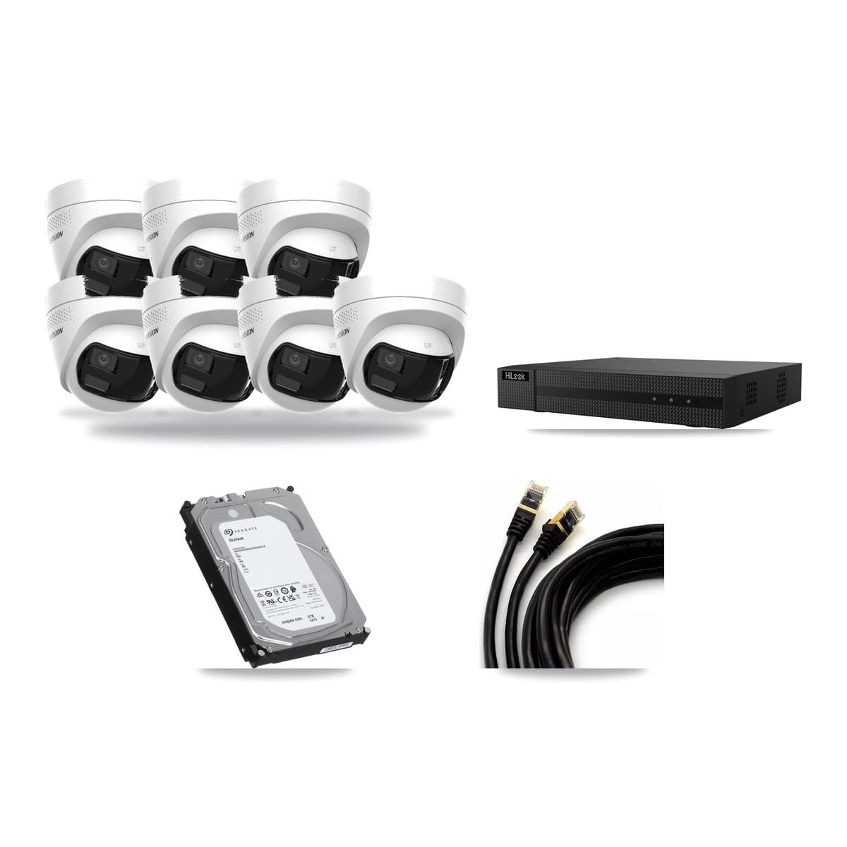 HiLook 8-Channel 4K CCTV Kit — 7 Turret Cameras + 6TB Recording - Image 1