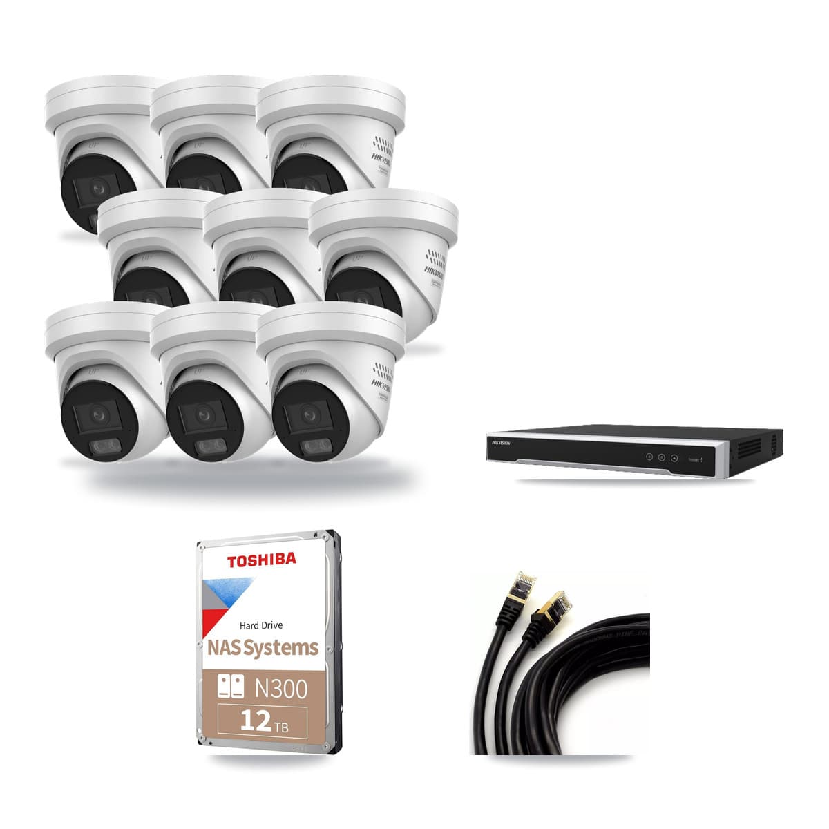 Hikvision 16-Channel 4MP CCTV Kit — 9 DS-2CD2347G3 Turret Cameras + 12TB Recording - Image 1