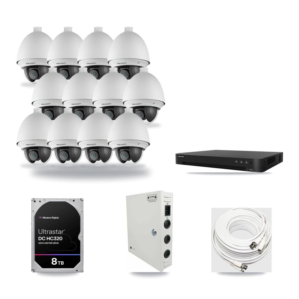 Hikvision 16-Channel 2MP CCTV Kit — 12 DS-2AE4225T PTZ Cameras + 8TB Recording (DS-7216HGHI Recorder) - Image 1