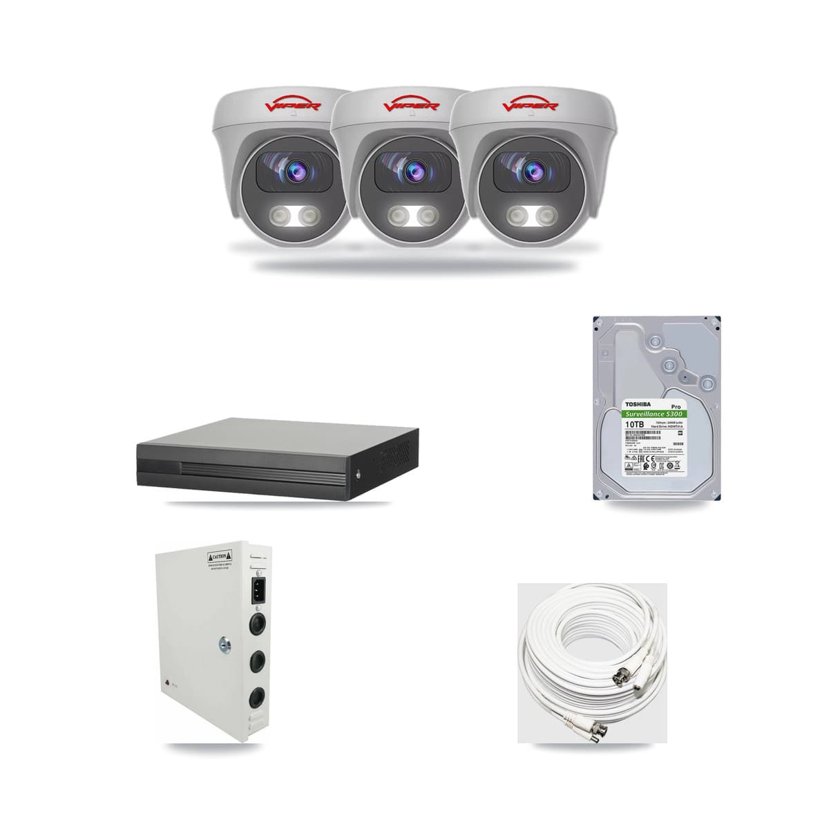 16-Channel 5MP CCTV Kit — 3 Viper Cameras + 10TB Recording - Image 1