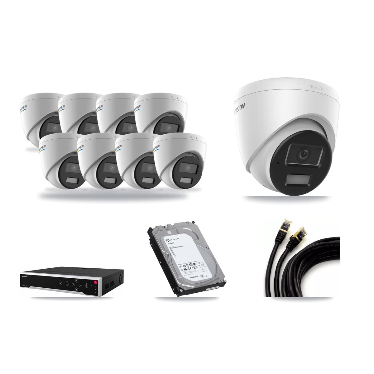 Hikvision 32-Channel 2MP – 4MP CCTV Kit — 8 2MP + 1 4MP Turret Cameras + 6TB Recording - Image 1