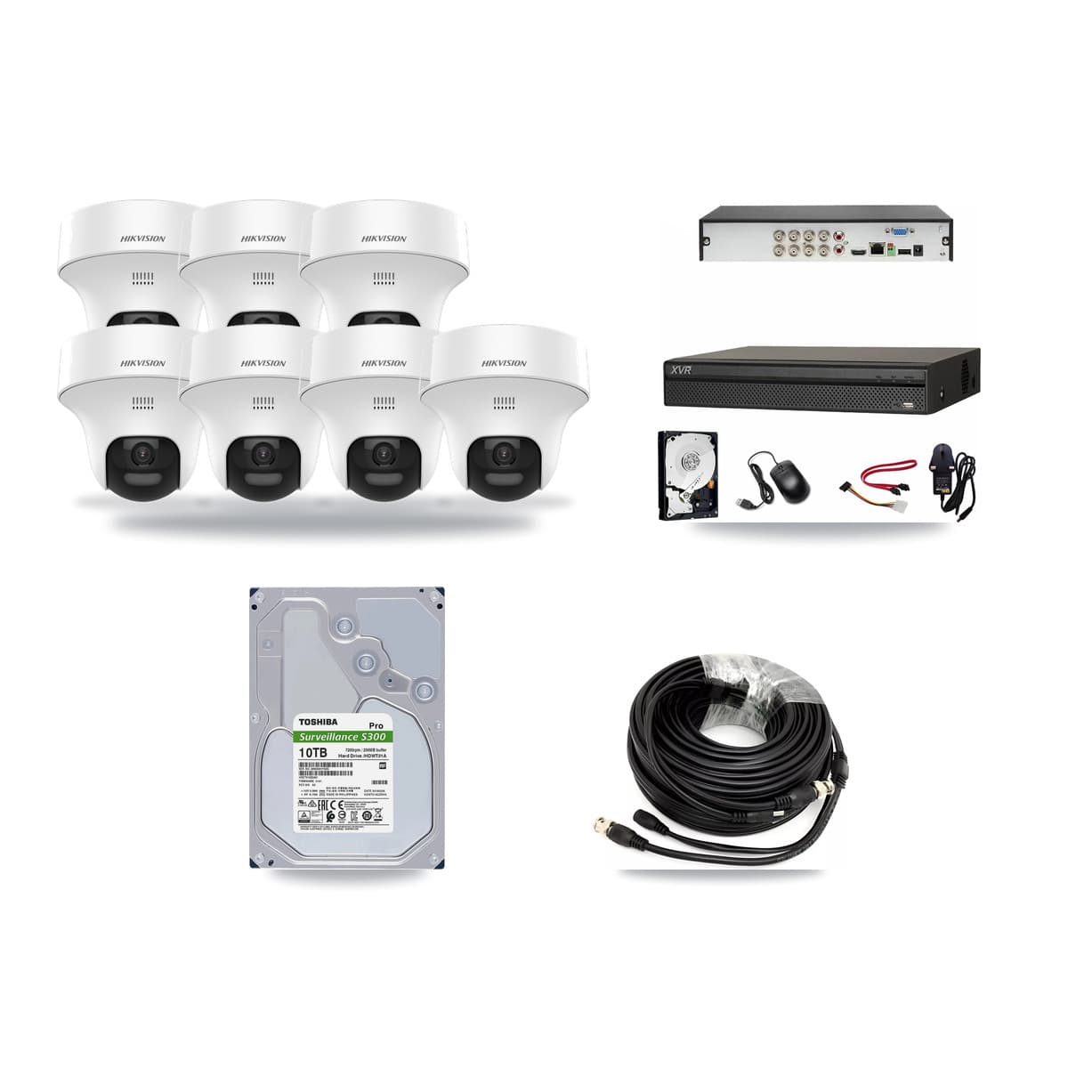 Hikvision & Dahua 8-Channel 5MP CCTV Kit — 7 DS-2CE70K0T Turret Cameras + 10TB Recording (XVR-3108AD Recorder) - Image 1