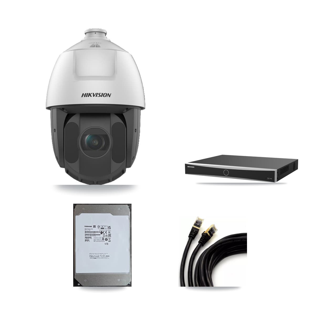 Hikvision 16-Channel 2MP CCTV Kit — 16 PTZ Cameras + 14TB Recording (DS-7616NXI Recorder)