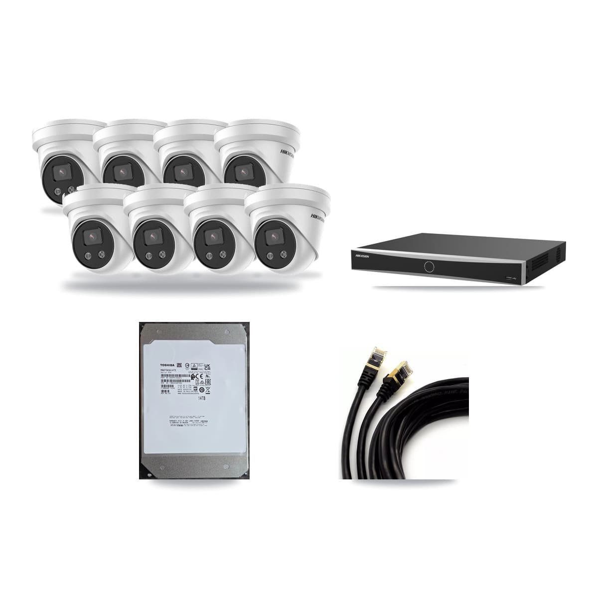 Hikvision 16-Channel 5MP CCTV Kit — 8 Turret Cameras + 14TB Recording (DS-7616NXI Recorder) - Image 1