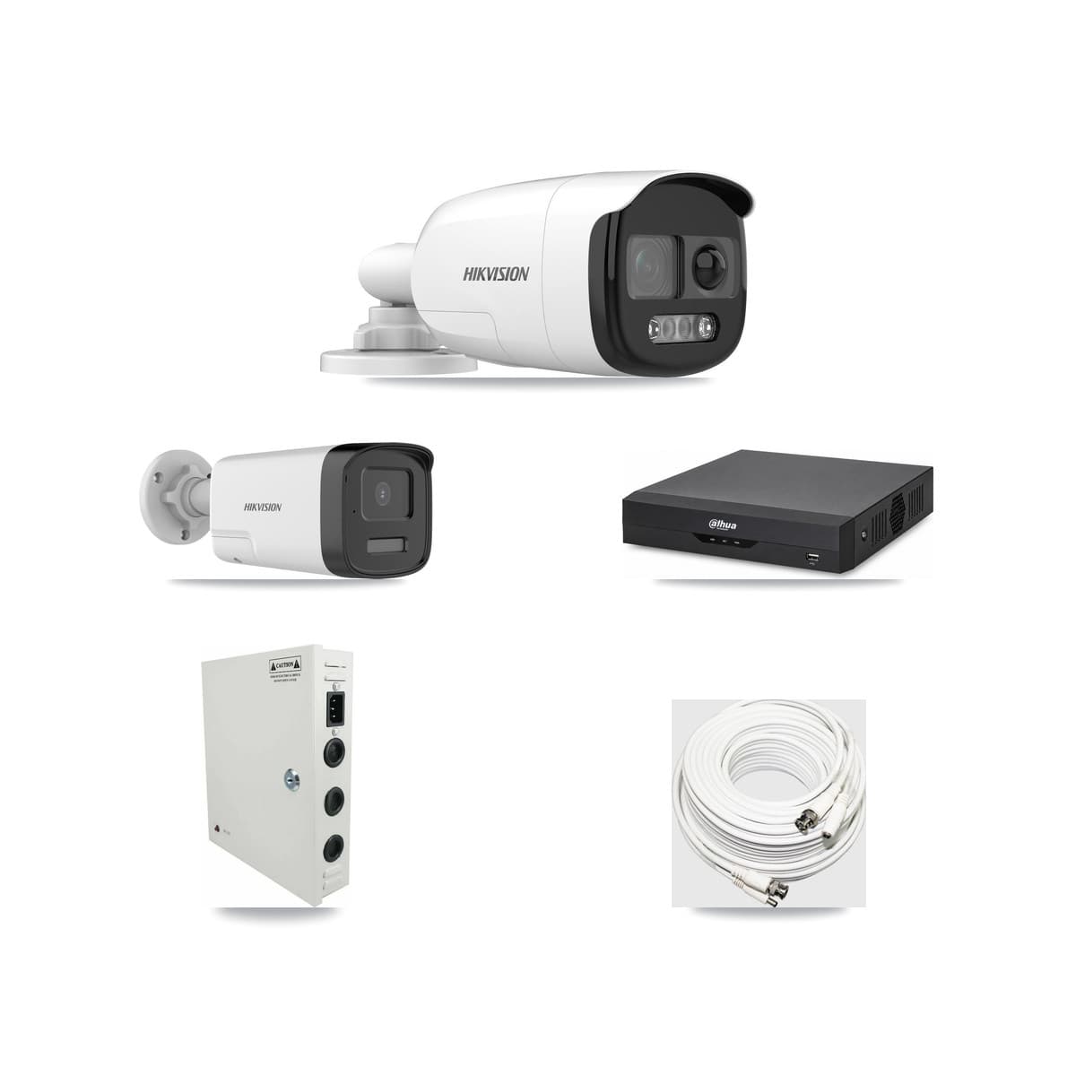 Hikvision & Dahua 4-Channel 5MP CCTV Kit — 1 DS-2CE12KF3T + 1 DS-2CE17K0T Bullet Cameras + 3TB Recording - Image 1
