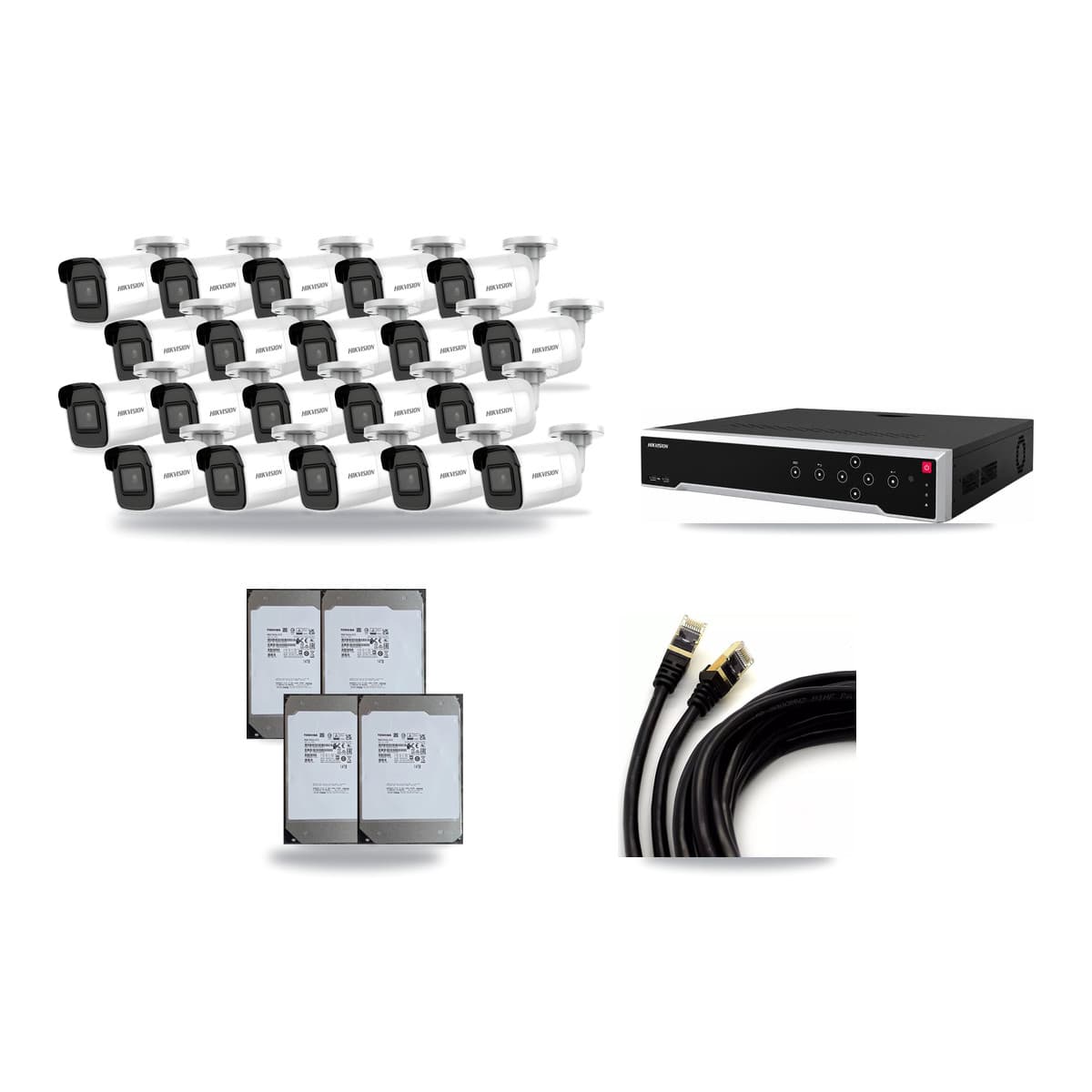 Hikvision 32-Channel 4K CCTV Kit — 20 Bullet Cameras + 4× 14TB Recording - Image 1