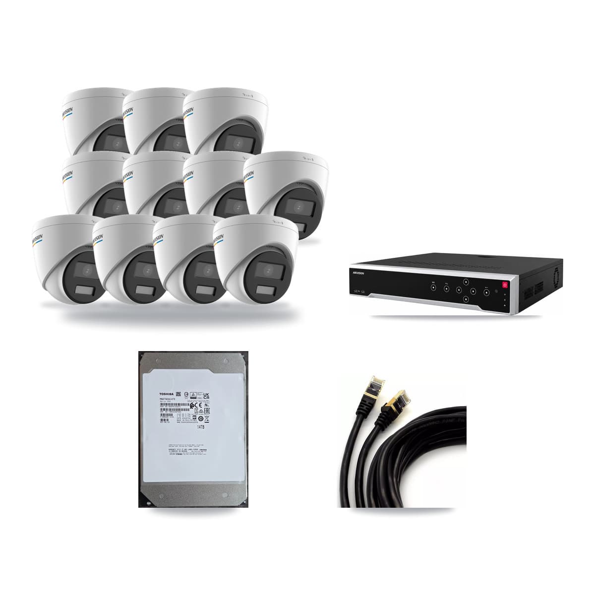 Hikvision 32-Channel 2MP – 5MP CCTV Kit — 11 2MP Turret + 5 5MP Dome Cameras + 14TB Recording - Image 1