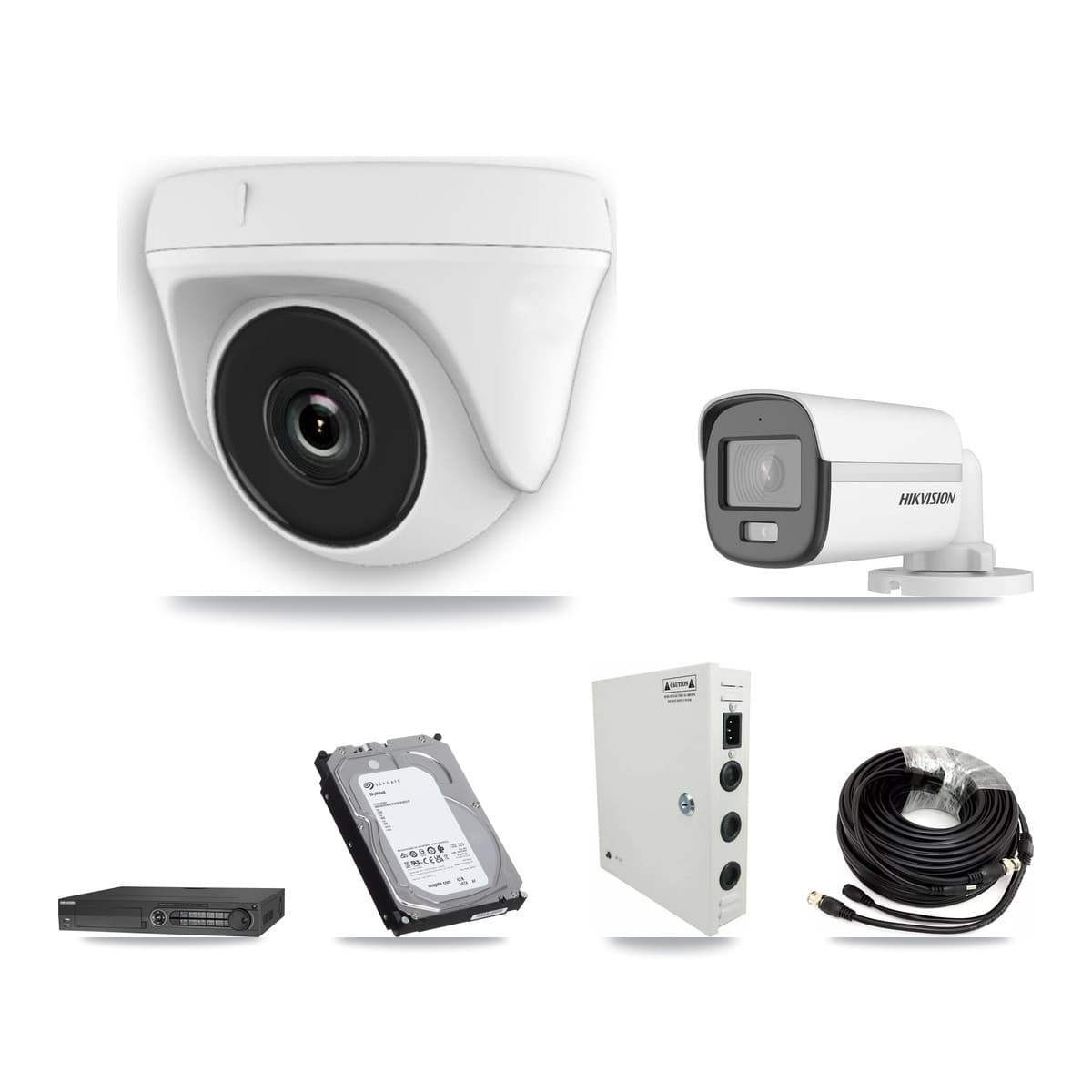 Hikvision 32-Channel 2MP – 5MP CCTV Kit — 1 DS-2CE12KF0T 5MP Bullet + 29 White HDT-2MP-N20W 2MP Dome Cameras + 3× 6TB Recording - Image 1