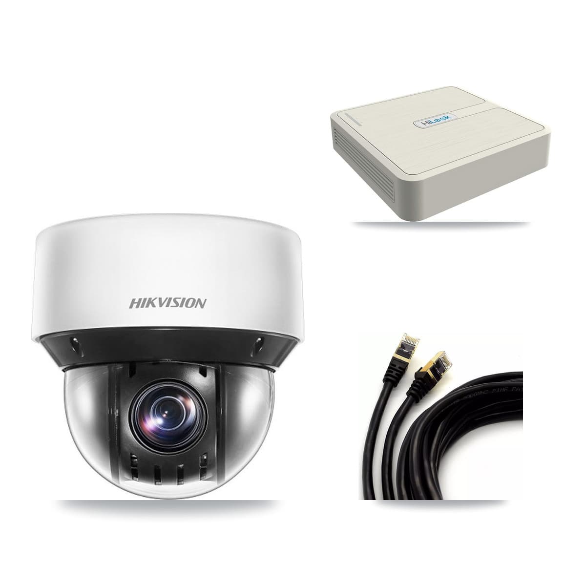 Hikvision & HiLook 8-Channel 4MP CCTV Kit — 2 DS-2DE4A425IW PTZ Cameras + 3TB Recording (NVR-108H-D Recorder)