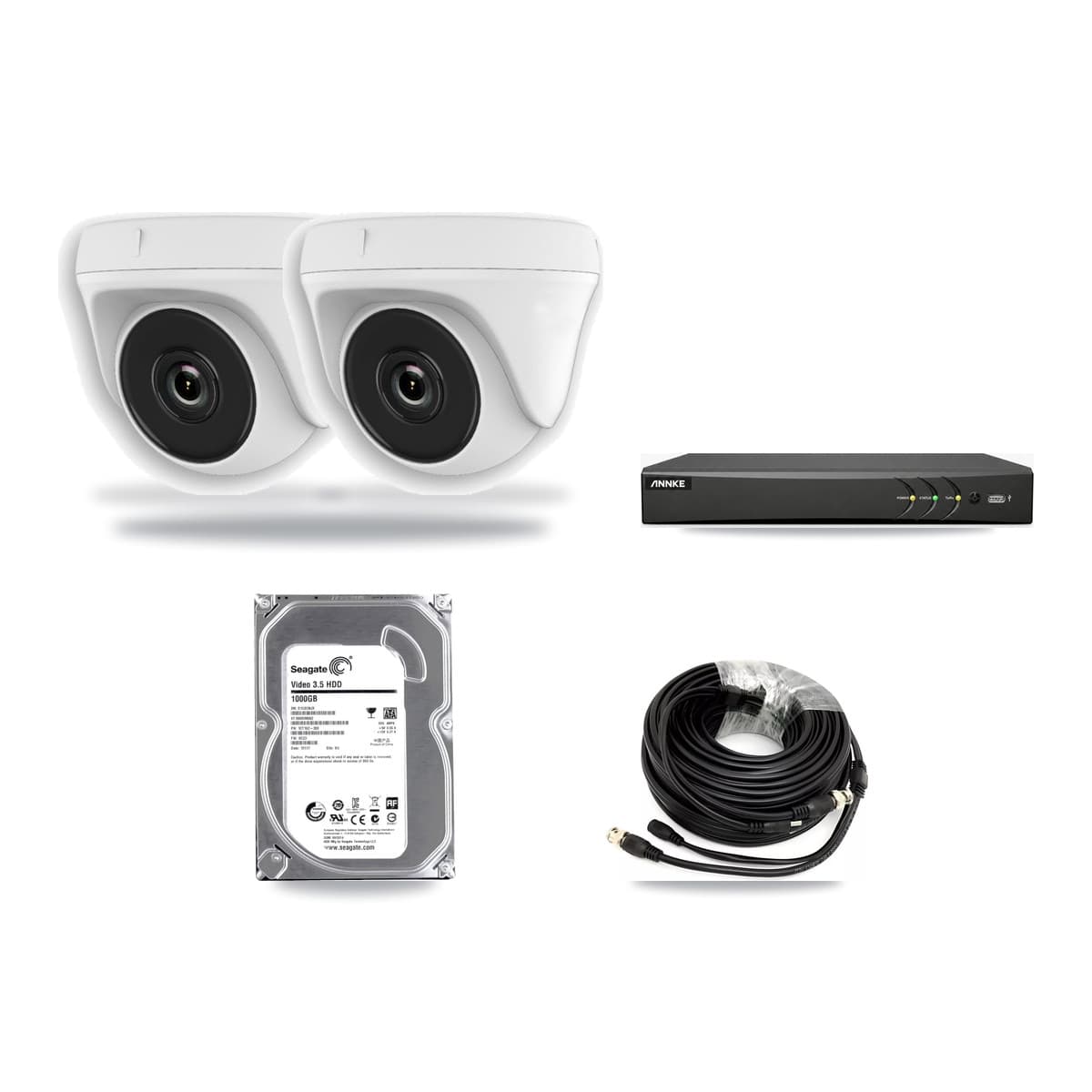 ANNKE 4-Channel 2MP CCTV Kit — 2 Dome Cameras + 1TB Recording - Image 1