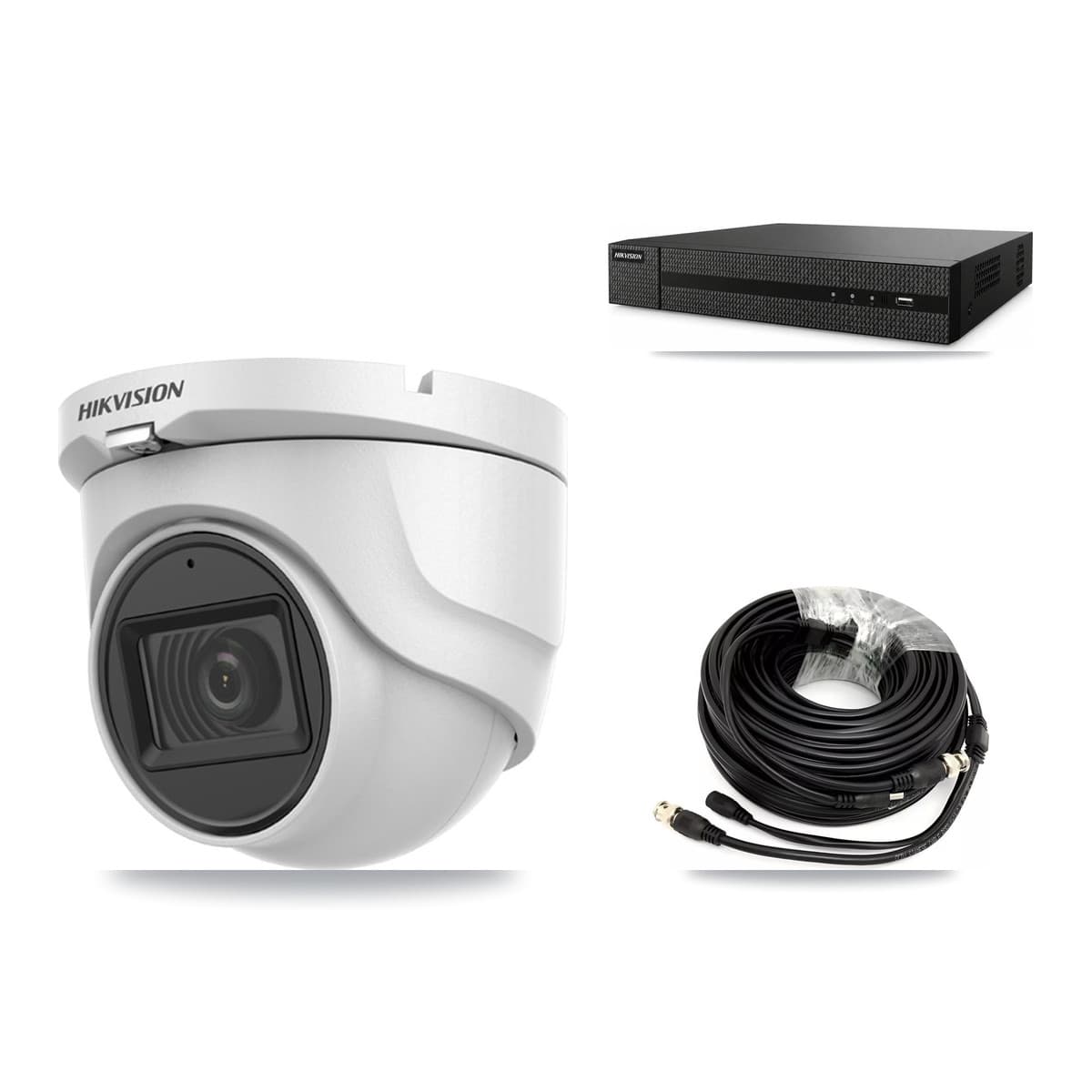 Hikvision 8-Channel 5MP CCTV Kit — 2 DS-2CE76H0T Turret Cameras + 3TB Recording (DVR-8CH Recorder)