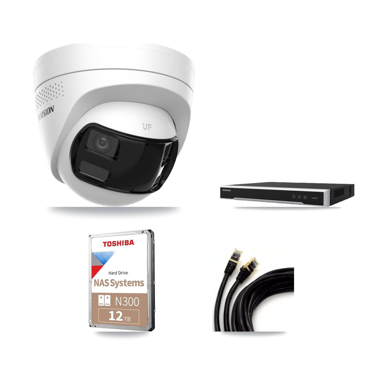Hikvision 16-Channel 4K CCTV Kit — 9 DS-2CD1383G2P Turret Cameras + 2× 12TB Recording (DS-7616NI-M2 Recorder)