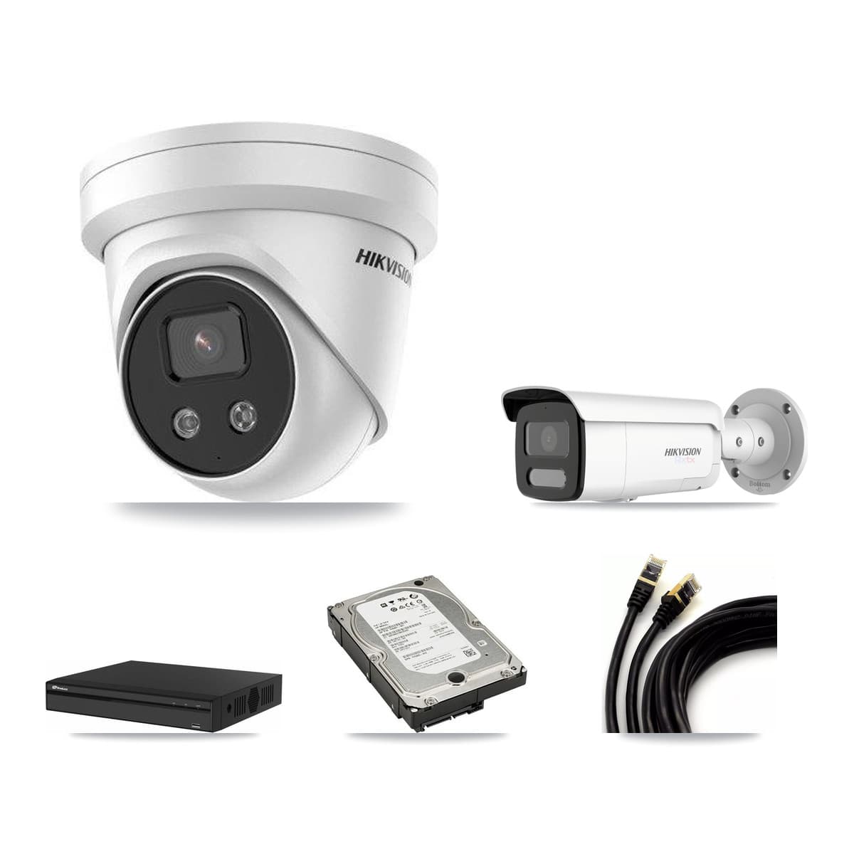 Hikvision & Prolux 4-Channel 5MP – 4K CCTV Kit — 1 4K Bullet + 2 5MP Turret Cameras + 5TB Recording