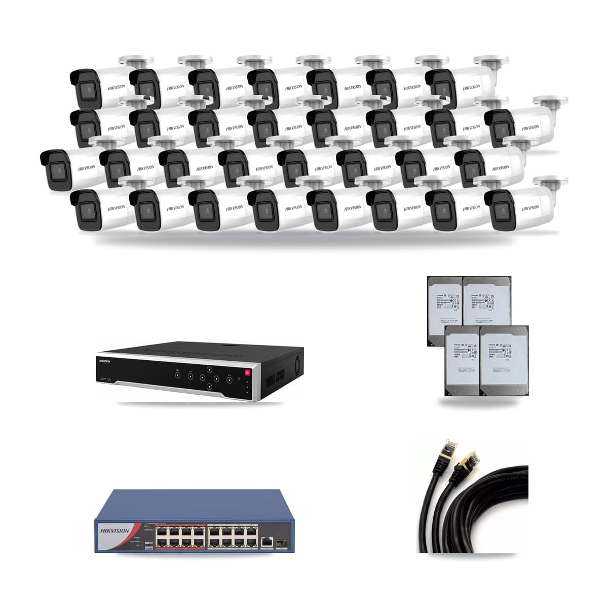 Hikvision 32-Channel 4K CCTV Kit — 31 Bullet Cameras + 4× 14TB Recording - Image 1