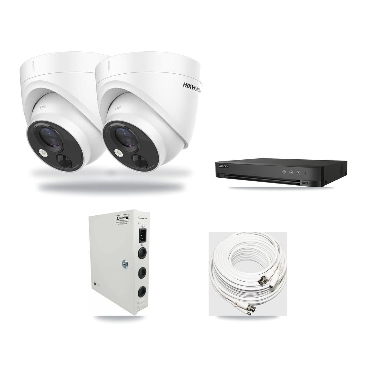 Hikvision 4-Channel 5MP CCTV Kit — 2 DS-2CE71H0T Turret Cameras + 3TB Recording (IDS-7204HUHI Recorder) - Image 1