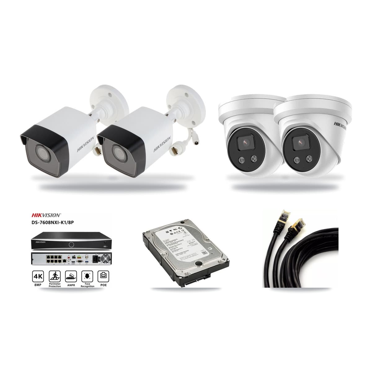 Hikvision 8-Channel 5MP CCTV Kit — 2 Bullet + 2 Turret Cameras + 5TB Recording - Image 1