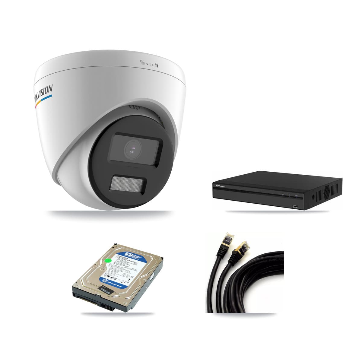 Hikvision & Prolux 4-Channel 2MP CCTV Kit — 1 Turret Camera + 500GB Recording