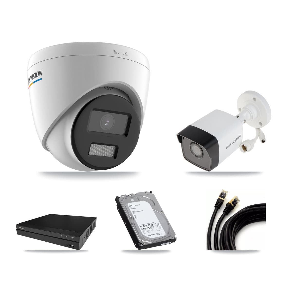 Hikvision & Prolux 8-Channel 2MP – 5MP CCTV Kit — 2 5MP Bullet + 5 2MP Turret Cameras + 6TB Recording