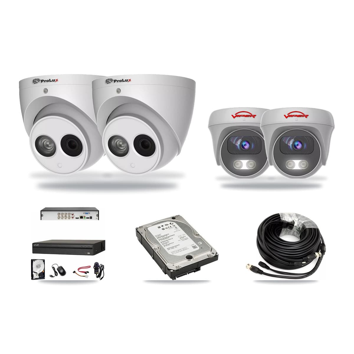 8-Channel 4MP – 5MP CCTV Kit — 2 4MP Turret + 2 White 5MP Cameras + 5TB Recording (XVR-3108AD Recorder) - Image 1
