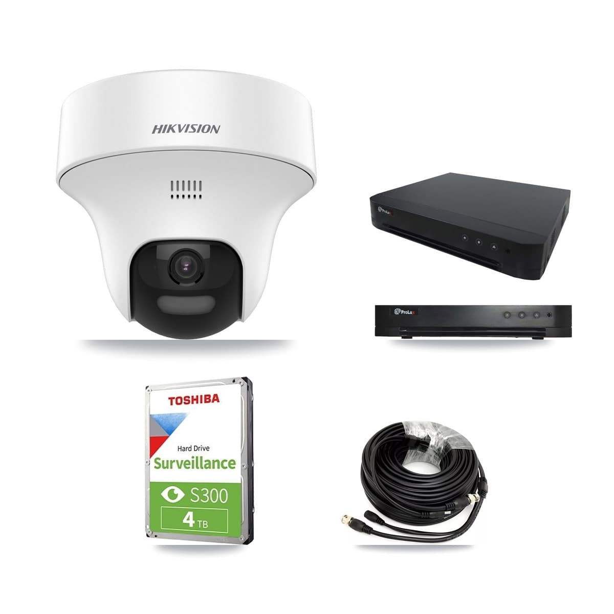 Hikvision & Prolux 16-Channel 5MP CCTV Kit — 3 DS-2CE70K0T Turret Cameras + 4TB Recording
