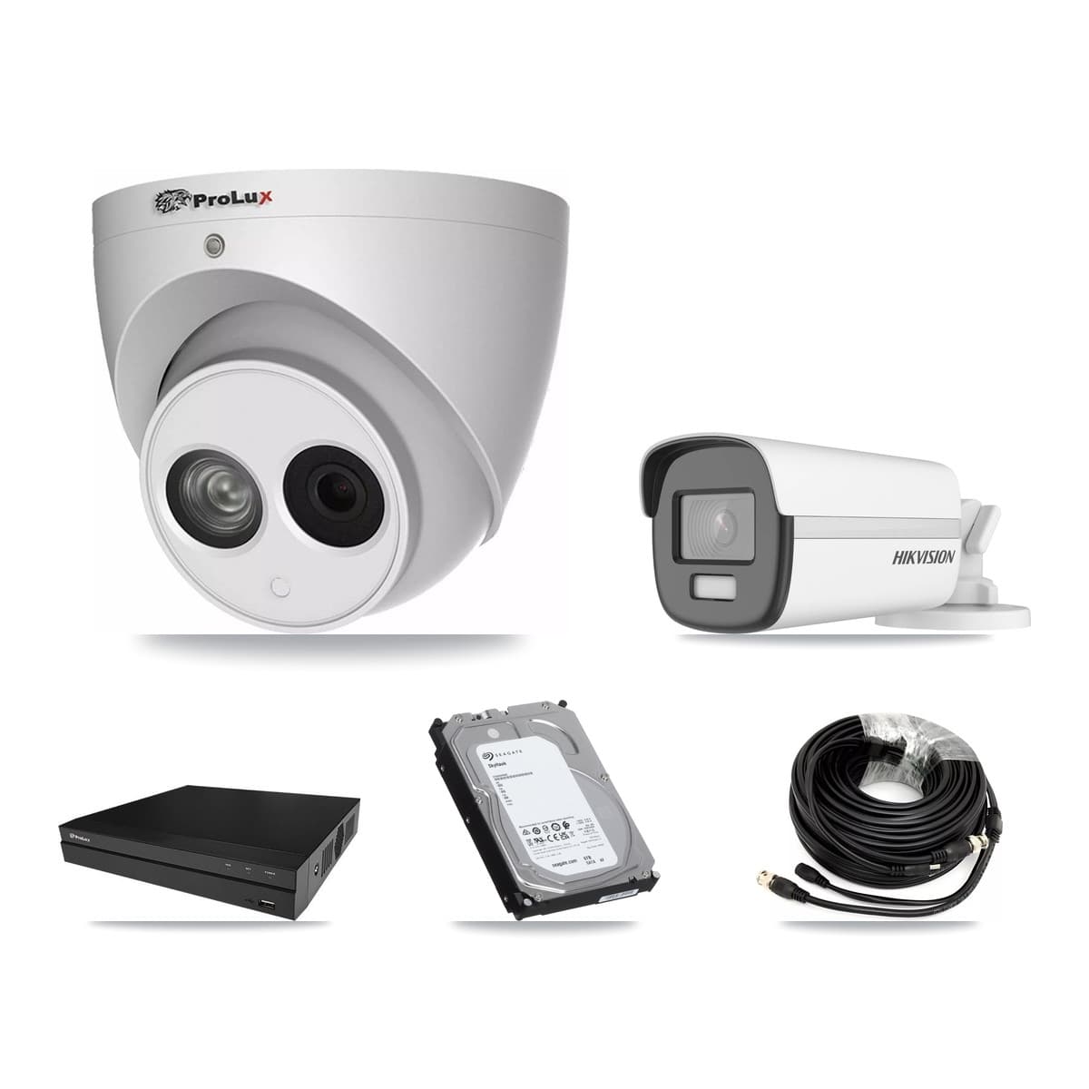 Hikvision & Prolux 8-Channel 4MP – 4K CCTV Kit — 2 4K Bullet + 5 4MP Turret Cameras + 2× 6TB Recording - Image 1