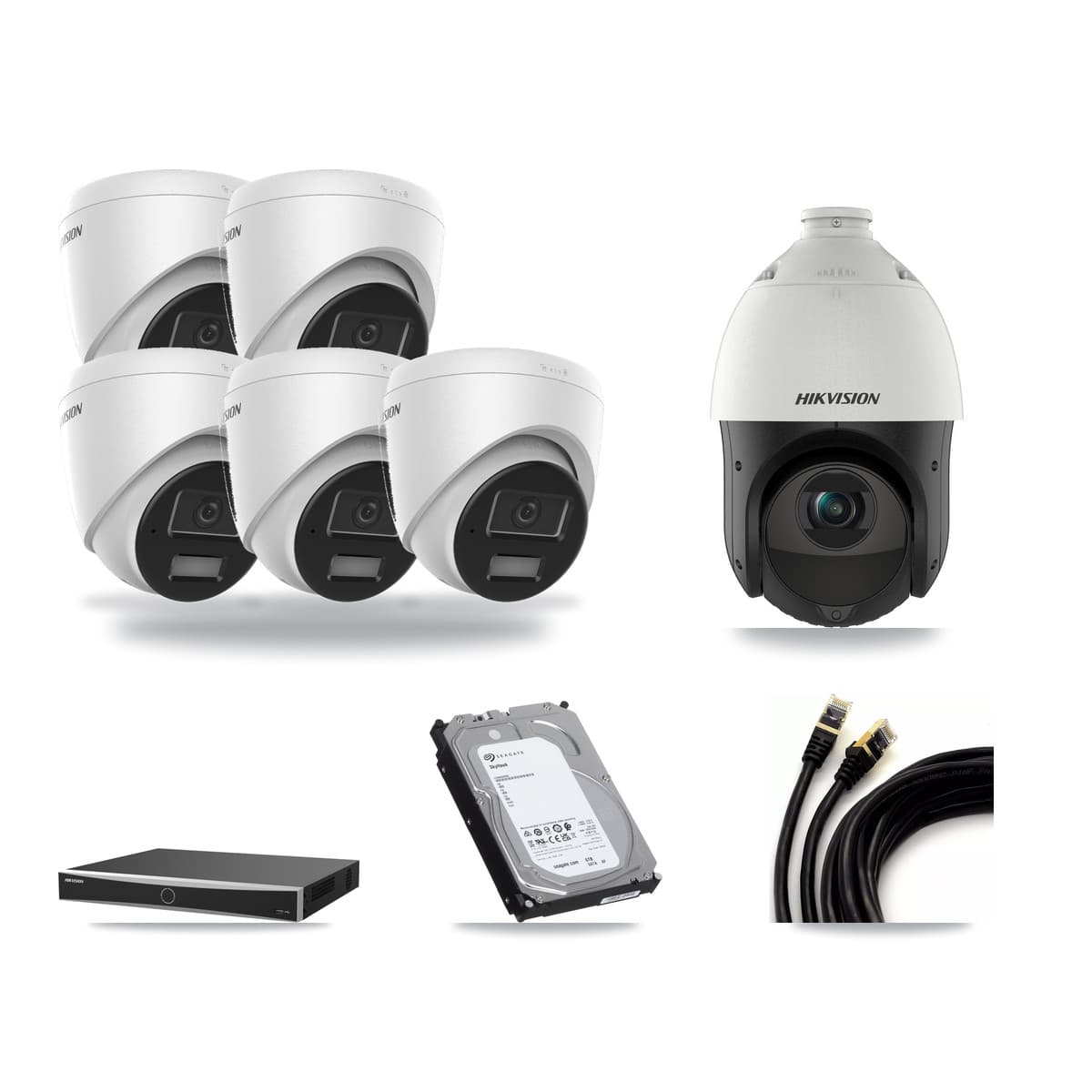 Hikvision 16-Channel 4MP CCTV Kit — 5 Turret + 1 PTZ Cameras + 6TB Recording (DS-7616NXI Recorder) - Image 1