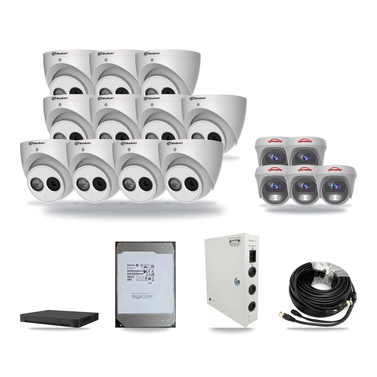 16-Channel 4MP – 5MP CCTV Kit — 11 4MP Turret + 5 5MP Cameras + 14TB Recording - Image 1