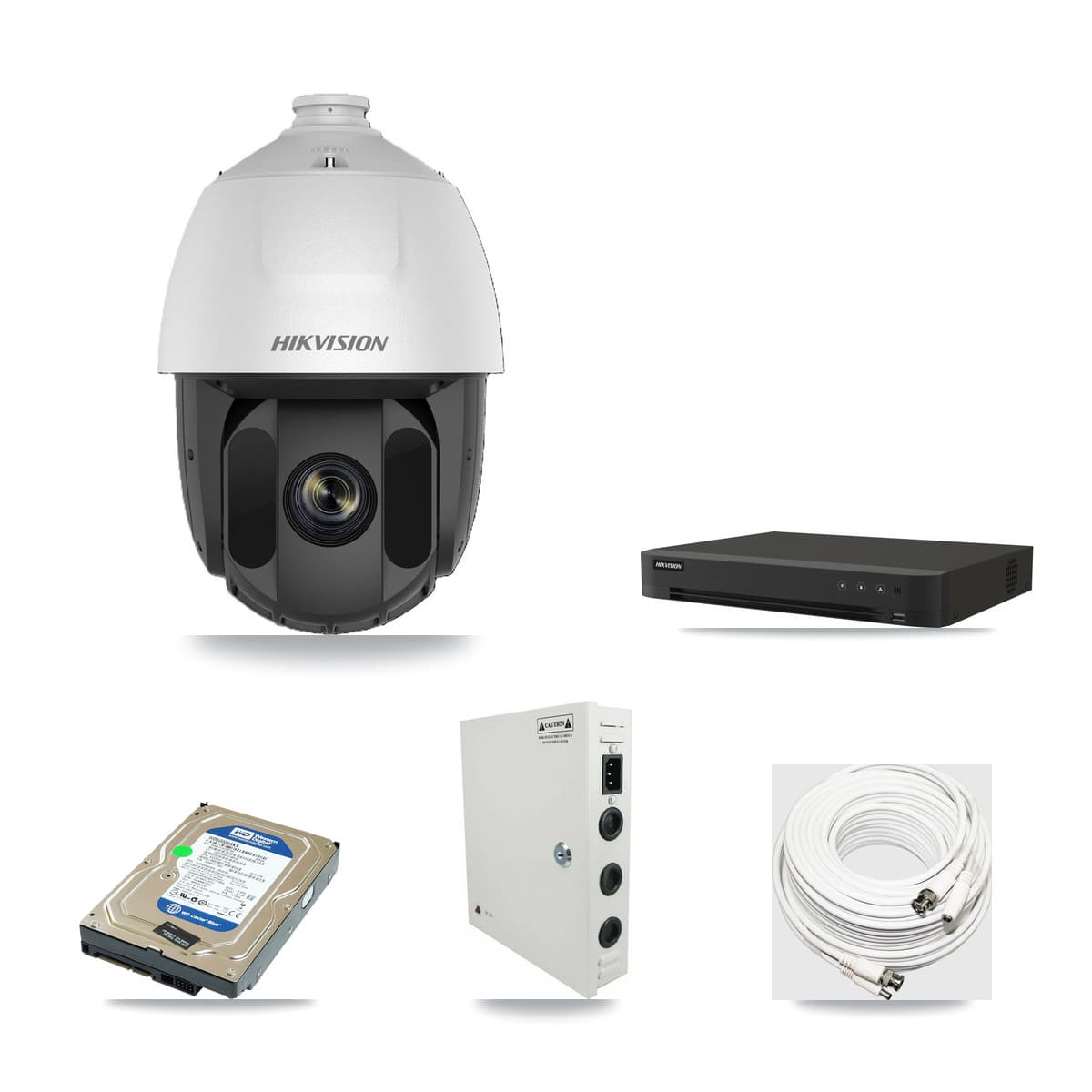 Hikvision 16-channel CCTV kit: 1 camera (1× 2MP PTZ), 500GB hard drive