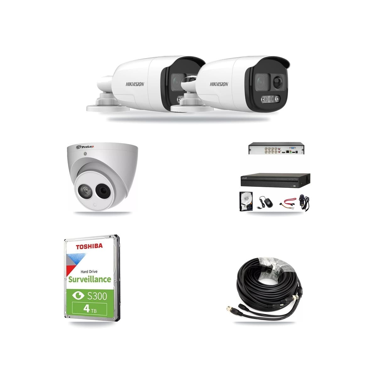 8-Channel 4MP – 5MP CCTV Kit — 2 DS-2CE12KF3T 5MP Bullet + 1 PXC-612C4W-A 4MP Turret Cameras + 4TB Recording (XVR-3108AD Recorder) - Image 1