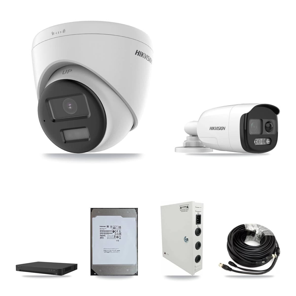 Hikvision 16-Channel 5MP – 4K CCTV Kit — 4 5MP Bullet + 8 4K Turret Cameras + 14TB Recording