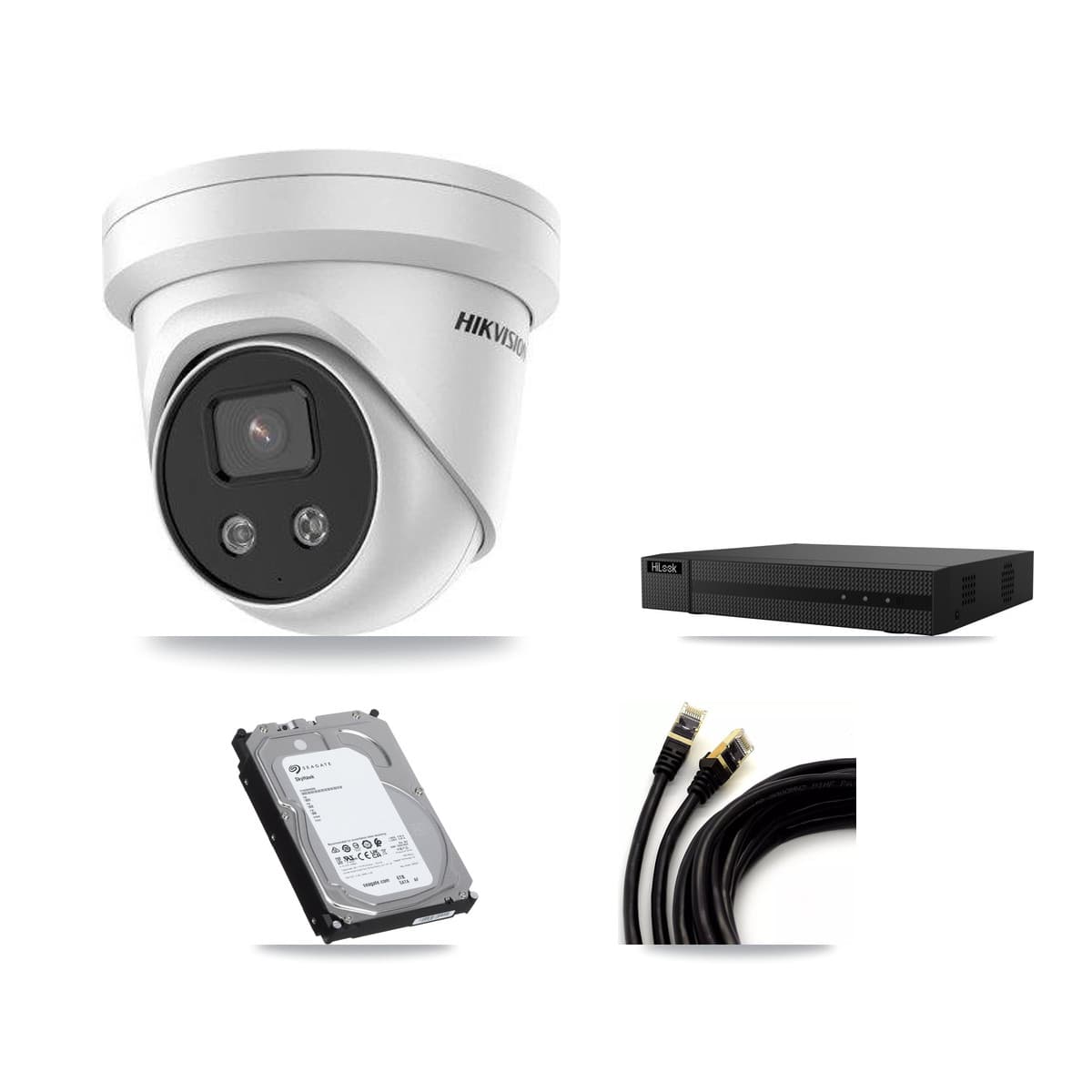 Hikvision & HiLook 8-Channel 5MP CCTV Kit — 4 Turret Cameras + 6TB Recording (NVR-108MH-D Recorder)