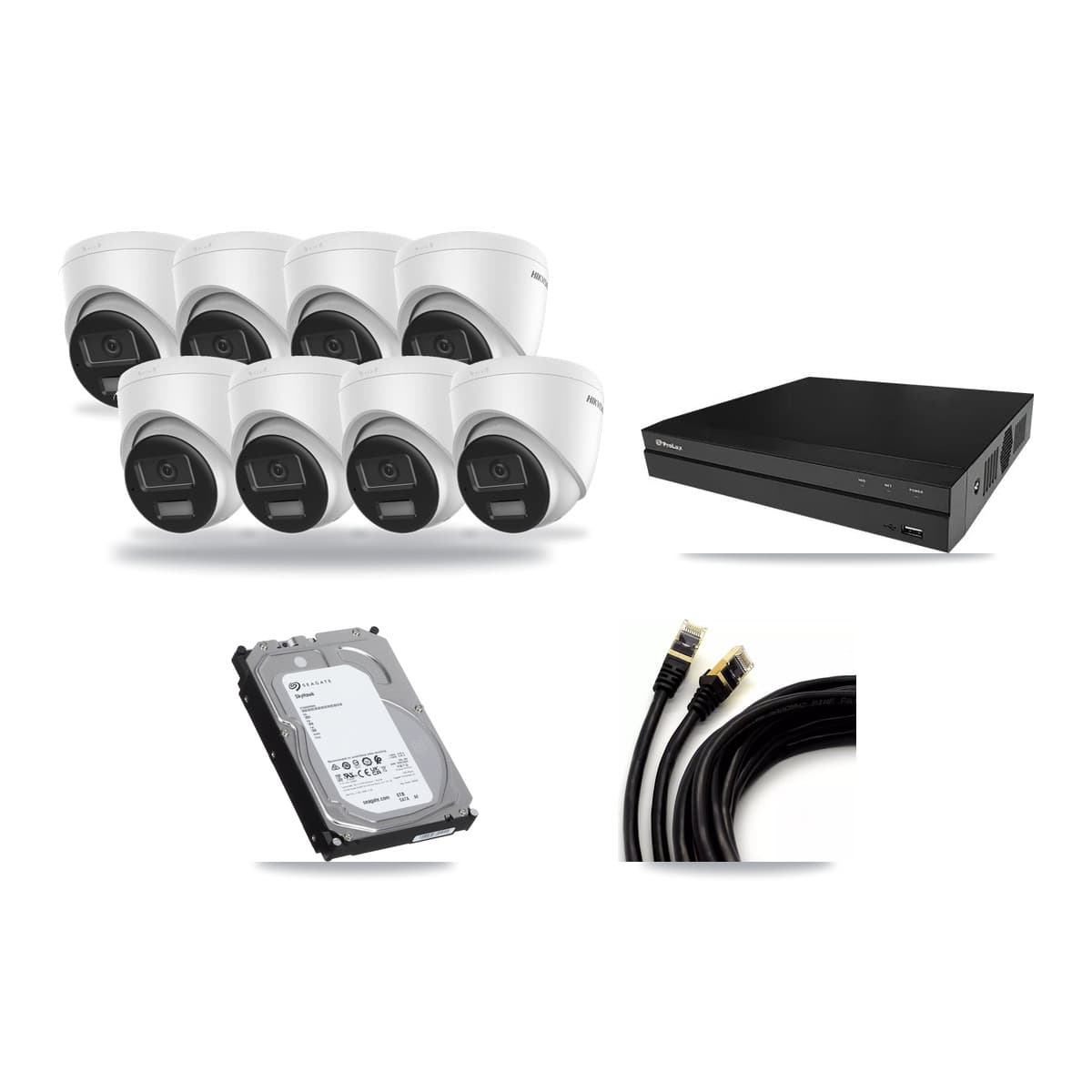 Hikvision & Prolux 8-Channel 4K CCTV Kit — 8 DS-2CD1383G2-LIU Turret Cameras + 6TB Recording (PXN-2108HS-8P-4K Recorder) - Image 1