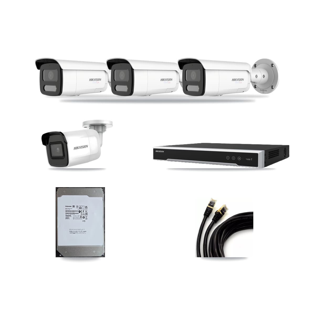 Hikvision 8-Channel 4K CCTV Kit — 1 DS-2CD2085G1 + 3 DS-2CD2T87G2H Bullet Cameras + 14TB Recording - Image 1