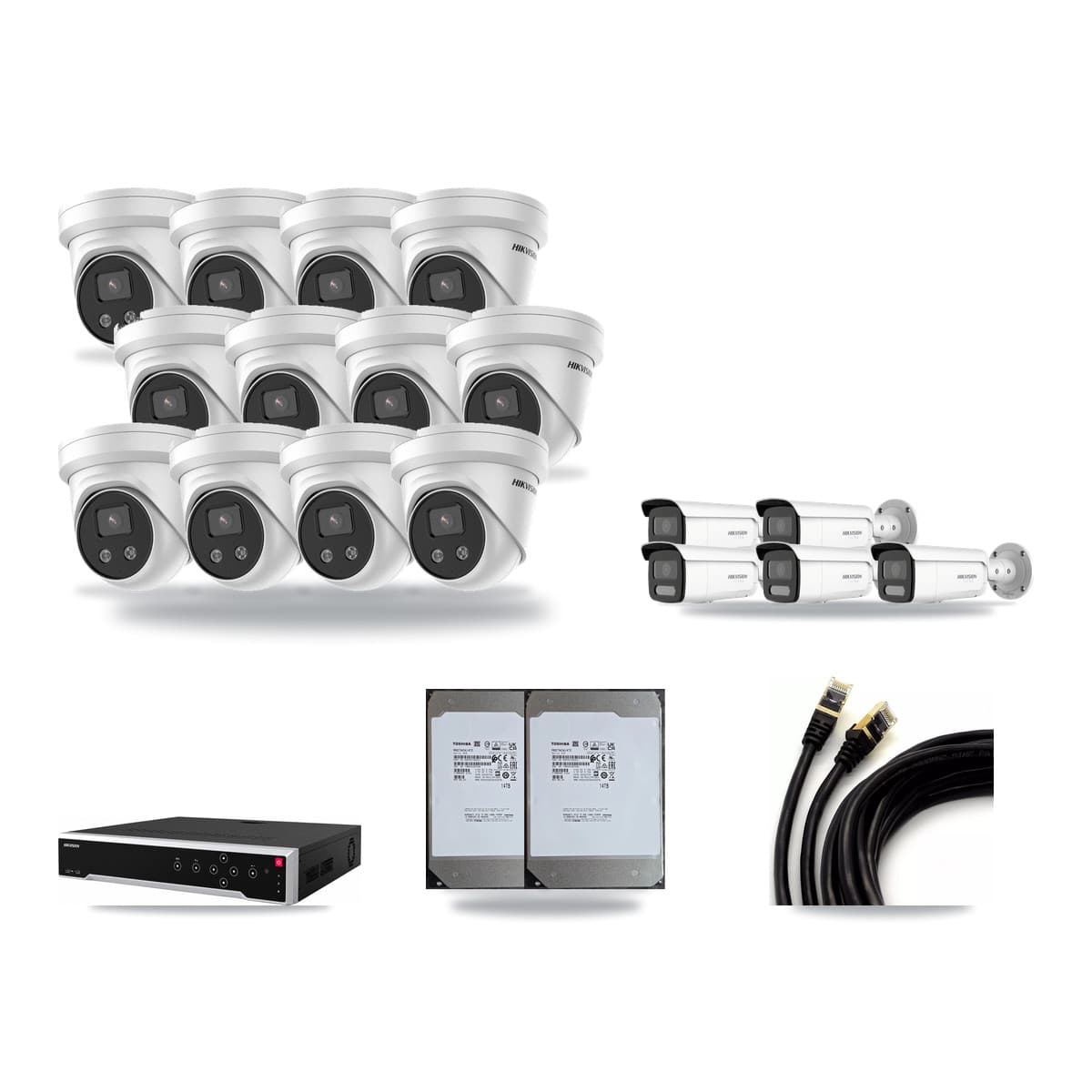 Hikvision 32-Channel 5MP – 4K CCTV Kit — 5 4K Bullet + 12 5MP Turret Cameras + 2× 14TB Recording - Image 1