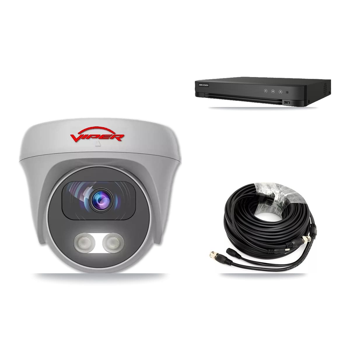 Viper & Hikvision 8-Channel 5MP CCTV Kit — 6 White Cameras + 8TB Recording (IDS-7208HQHI Recorder)